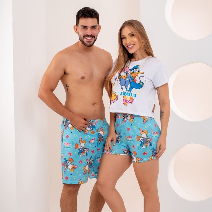 Kit Pijama Casal Estampa Donald E Daisy Duck Amável