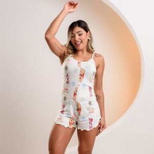 Pijama Feminino Macaquinho Ursinho Pooh Amável Moda íntima