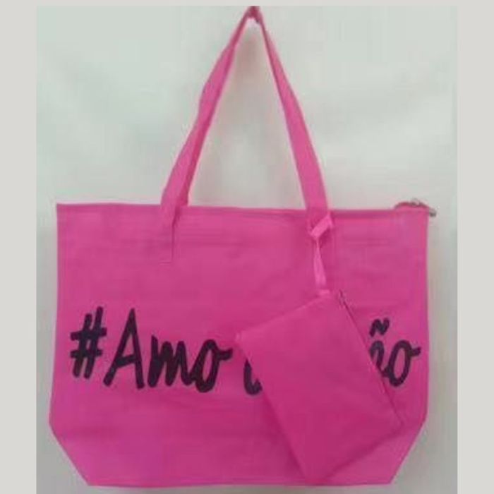 Bolsa De Praia Com Necessáire Pink Frase Amo O Verão