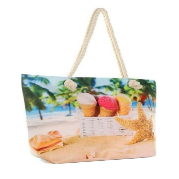 Bolsa De Praia Estampa Ice Cream Com Alças De Corda