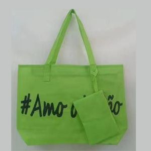 Bolsa De Praia Frase Amo O Verão Com Necessáire Pink Lime