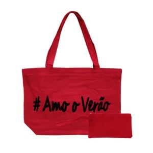 Bolsa De Praia Frase Amo O Verão Com Necessáire Pink Red