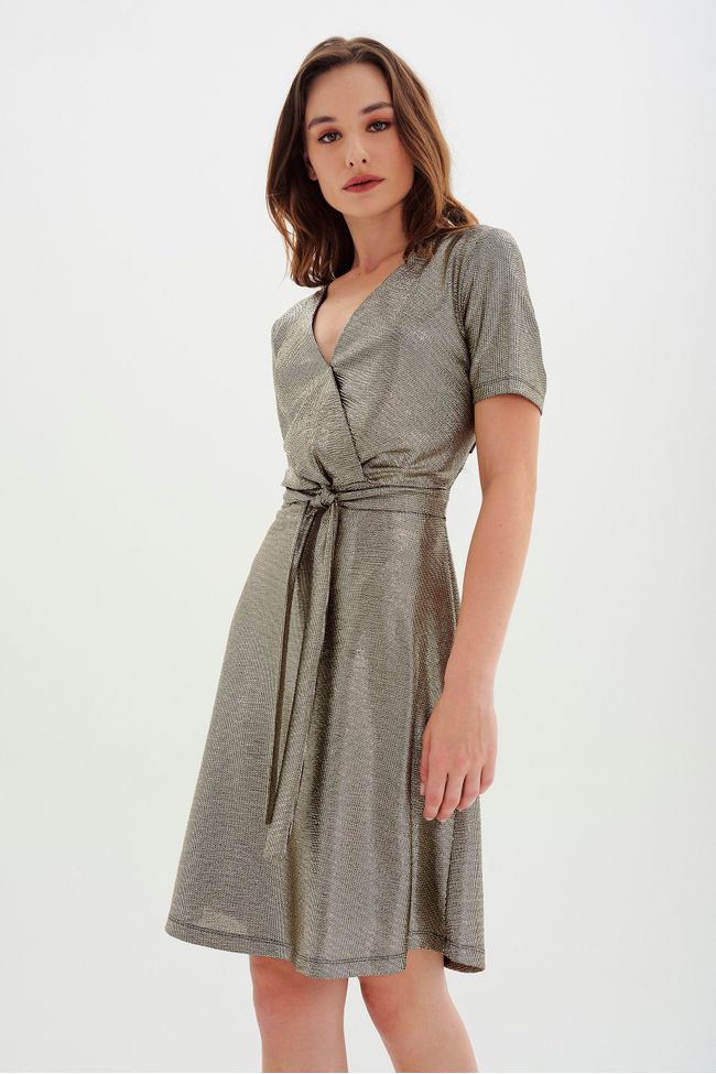 VESTIDO TRANSPASSADO METALIZADO VESTIDO TRANSPASSADO METALIZADO