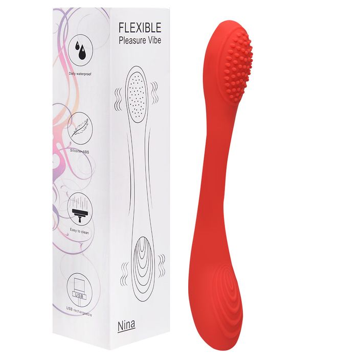 Nina Flexible Vibrador Ponta Dupla 10 Modos Usb Vipmix