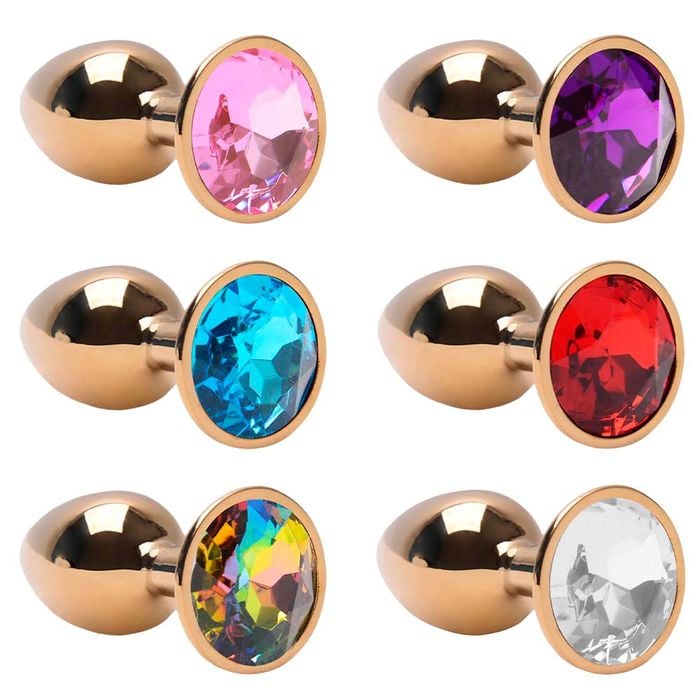Plug P Anal Aço Dourado Pedra Vipmix
