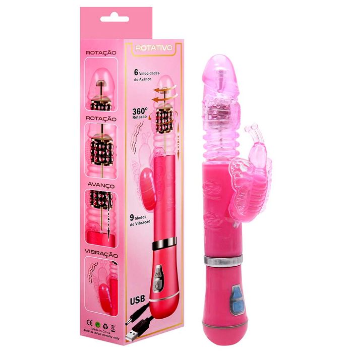 Vibrador Rotativo Borboleta Vai Vem Usb Sexy Import