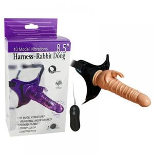 Cinta Peniana Com Vibrador Harness Rabbit Dong Vipmix