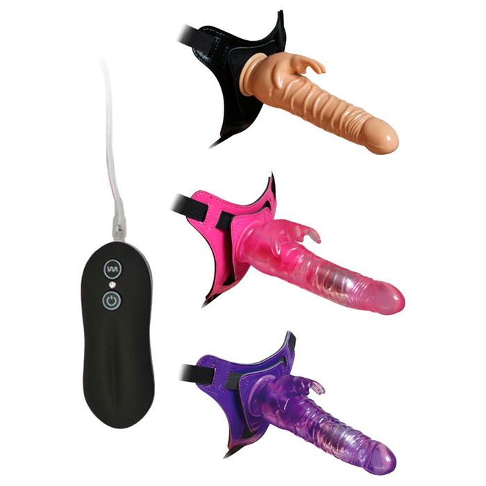 Cinta Peniana Com Vibrador Harness Rabbit Dong Vipmix
