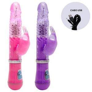 Vibrador Rotativo Coelho Recarregável Usb Sexy Import