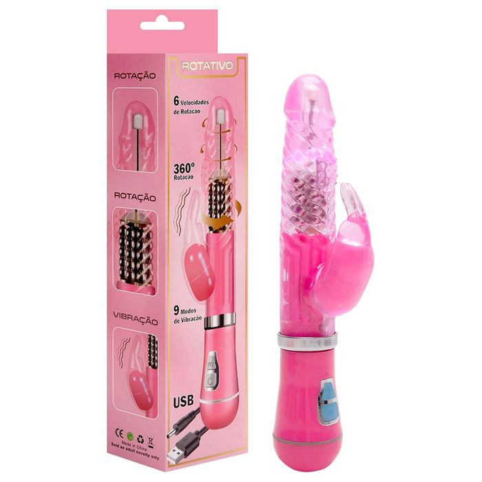 Vibrador Rotativo Coelho Recarregável Usb Sexy Import