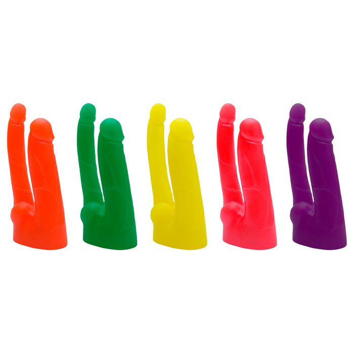 Pênis Duplo De Borracha Maciço Colors 17cm Kgel