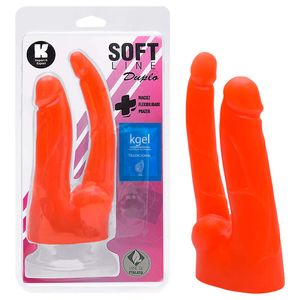 Pênis Duplo De Borracha Maciço Colors 17cm Kgel