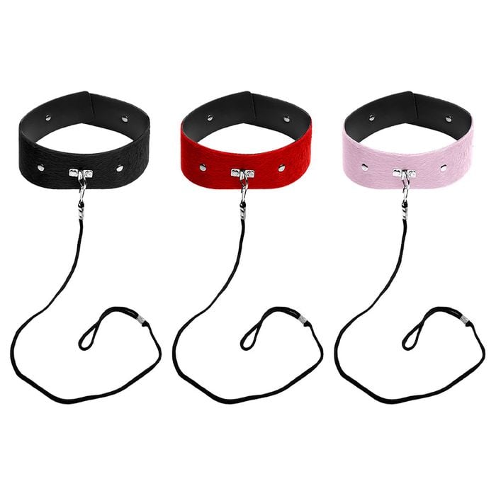 Coleira Em Pelúcia Com Guia 1m Dominatrixxx