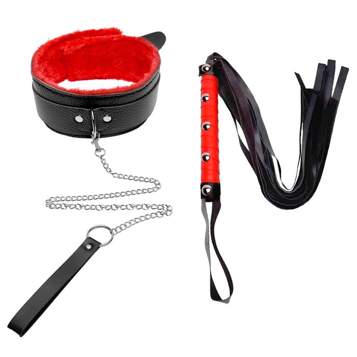 Coleira Com Guia Corrente E Chicote Youvibe Vipmix