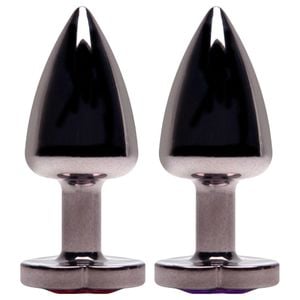 Plug Anal Abs Coração Onix Com Pedra Sensual Love