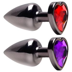 Plug Anal Abs Coração Onix Com Pedra Sensual Love