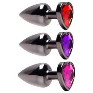 Plug Anal Abs Coração Onix Com Pedra Sensual Love