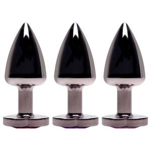 Plug Anal Abs Coração Onix Com Pedra Sensual Love