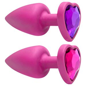 Plug Anal Abs Rosa Coração Pedra Sensual Love