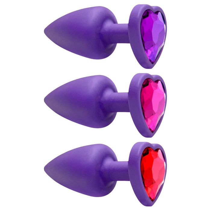 Plug Anal Abs Roxo Coração Pedra Sensual Love