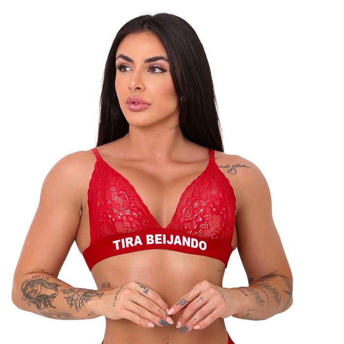 Soutien Top Renda Tchutchan Vermelho Frases Tallyta