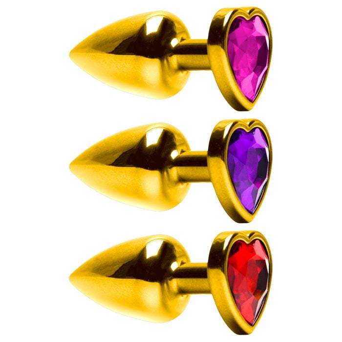 Plug Anal Abs Dourado Coração Pedra Sensual Love