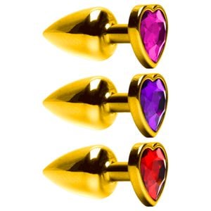 Plug Anal Abs Dourado Coração Pedra Sensual Love