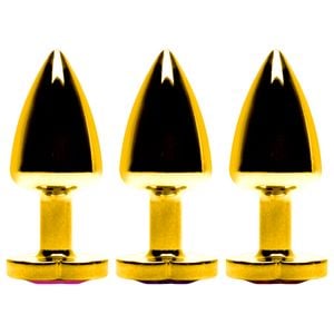 Plug Anal Abs Dourado Coração Pedra Sensual Love