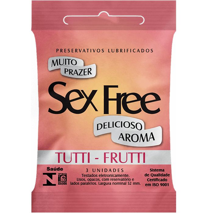 Preservativo Tutti Frutti Com 3 Unidades Sex Free