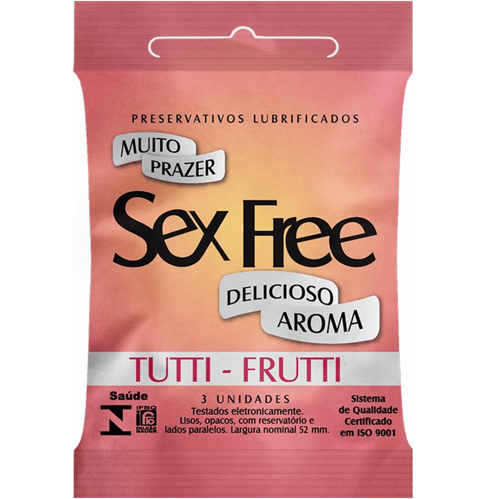 Preservativo Tutti Frutti Com 3 Unidades Sex Free