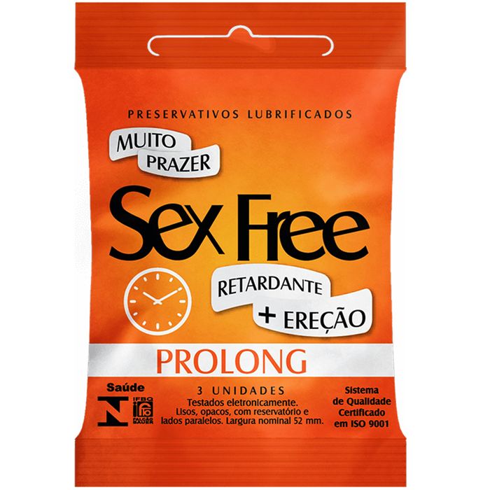 Preservativo Prolong Com 3 Unidades Sex Free