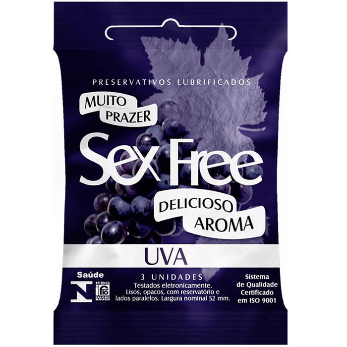 Preservativo Uva Com 3 Unidades Sex Free