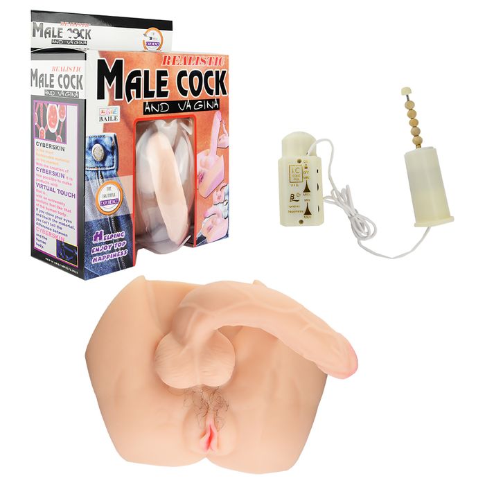 Hermafrodita Male Cock Pênis E Vagina Cyberskin Vibrador Vipmix