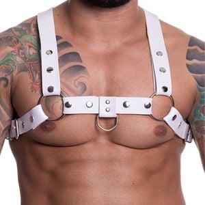 Harness Couro Sintetico Branco Sd Clothing