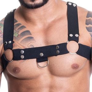 Harness Em Elastico Preto Com Metal Sd Clothing