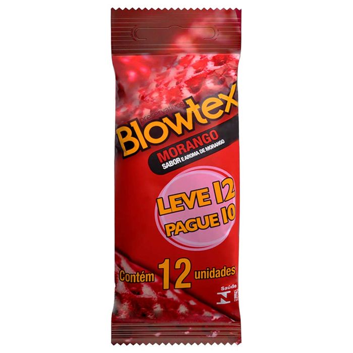 Preservativo Sabor Morango 12 Unidades Blowtex