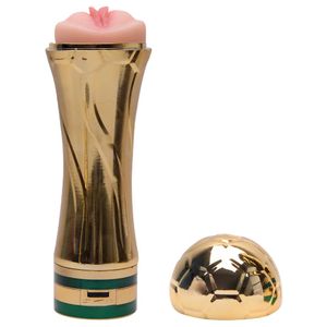 Masturbador Vibrador Vagina Dourado Vipmix