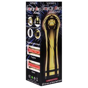 Masturbador Vibrador Vagina Dourado Vipmix