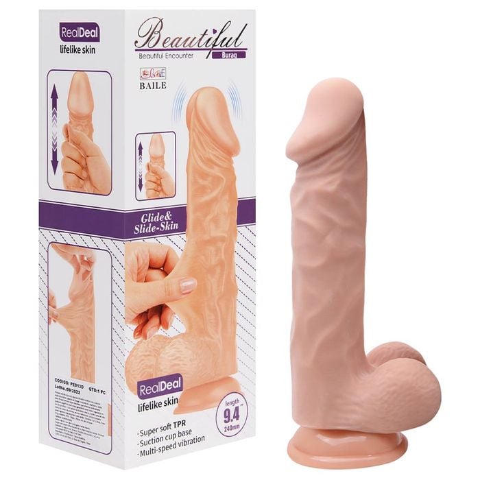 Pênis Realístico Vibrador Ventosa 24 X 4,6cm Vipmix