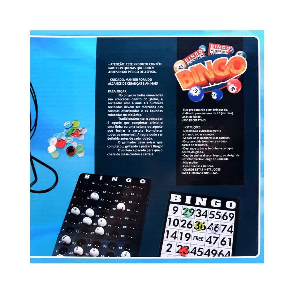 Bolas de jogo de bingo com números em azul com luzes