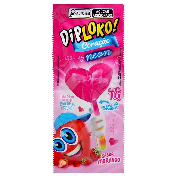 Dip Loko Pirulito Coração Neon 10g Danilla