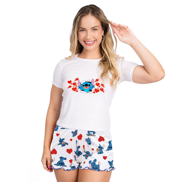 Pijama Curto Gabi Stitch Gota De Sonho