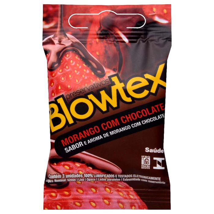 Preservativo Morango Com Chocolate 03 Unidades Blowtex