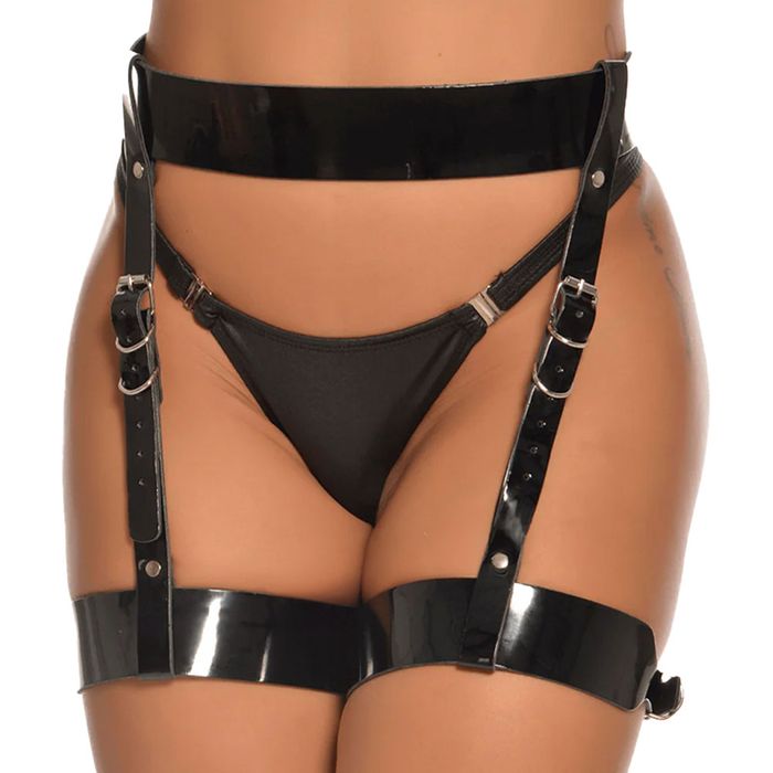 Harness Leg Garter Em Vinil Vicky Dominatrixxx