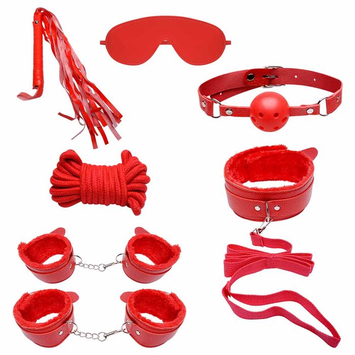 Kit Sado Erótico Bondage 3 Vermelho Sexy Import