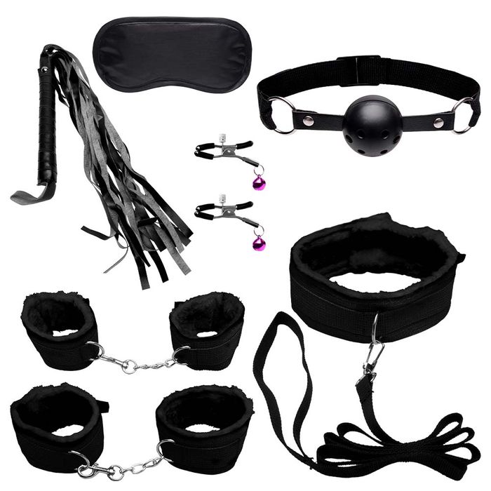 Kit Sado Bondage Preto 7 Itens Sexy Import