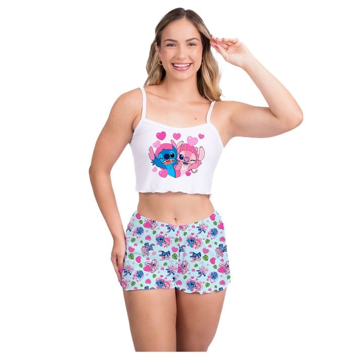 Pijama Virgínia Stitch E Angel Gota De Sonho