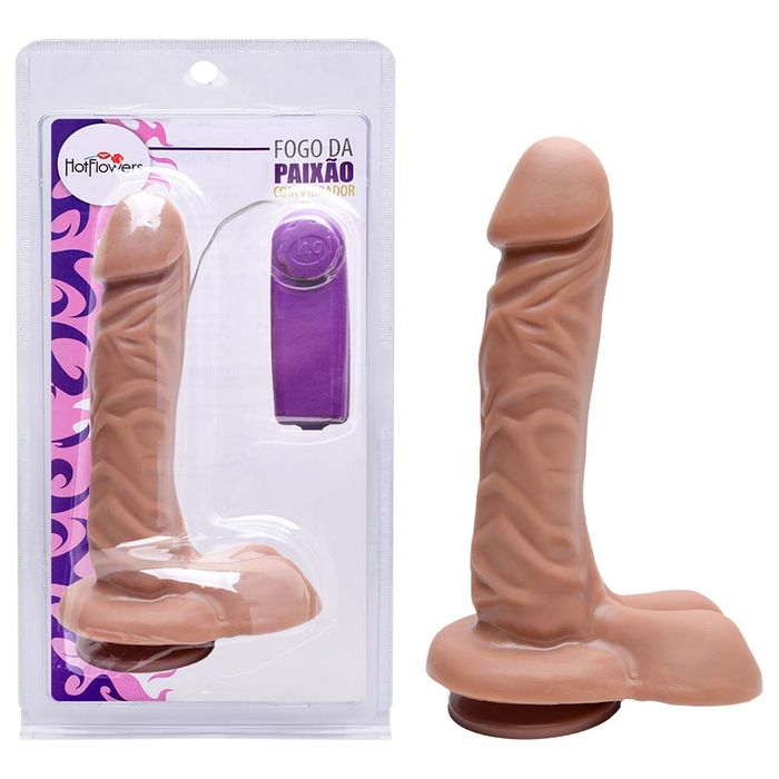 Pênis Vibrador Controle Externo 19 X 4,5cm Hot Flowers