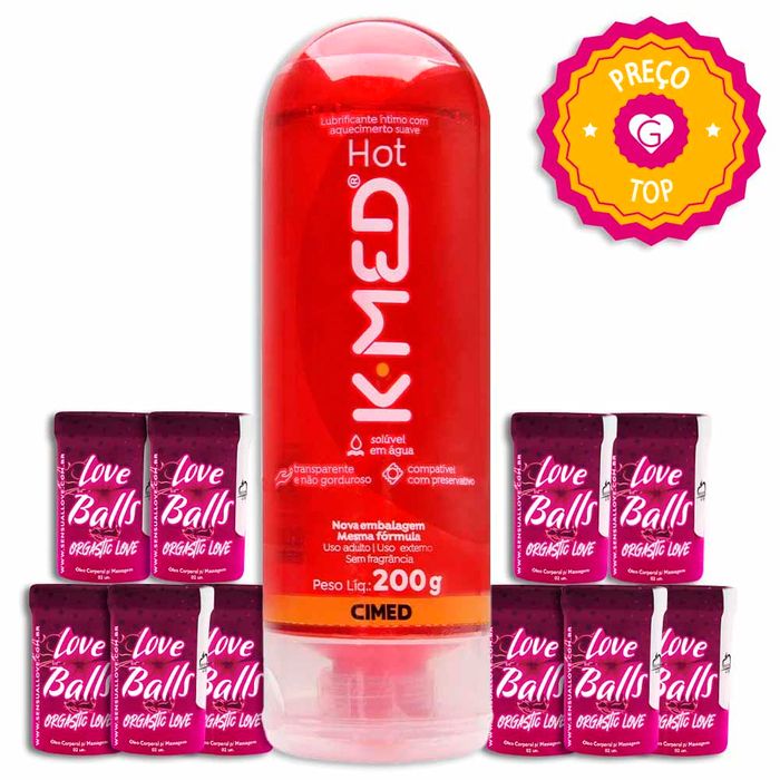 Kit K-med Hot 200g + 10 Bolinhas Orgastic Love