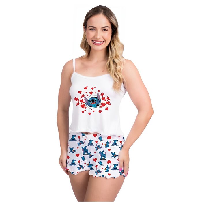 Pijama Curto Vivi Stitch Gota De Sonho